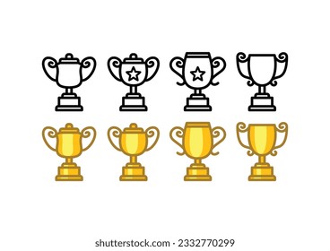 Trophy winner icon vector of award winning clipart, victory reward prize medal symbol. isolated on white background.