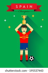 Trophy Winner Spanish Football Player Flat Design