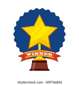 trophy winner star isolated icon vector illustration design