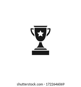 Trophy, winning cup with star isolated on white background. First place, award bowl. Symbol of success, victory, championship. Vector flat illustration. 