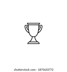 Trofeo, triunfando con estrella. Icono de línea aislado en fondo blanco. En primer lugar, tazón de premios. Símbolo de éxito, victoria, campeonato. Ilustración plana vectorial. 
