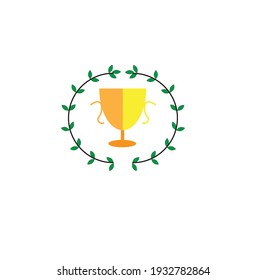 trophy or winning trophy flat or minimalist logo or clipart or icon