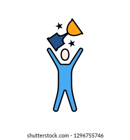 Trophy - Winning - Success icon. Linear fill icon vector