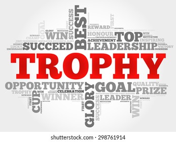 Trophy word cloud, business concept