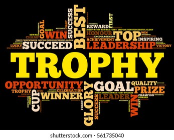 Trophy word cloud, business concept