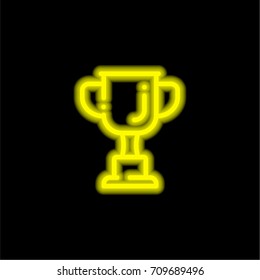 Trophy yellow glowing neon ui ux icon. Glowing sign logo vector