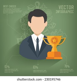 Trophy,Businessman on blackboard background,vector