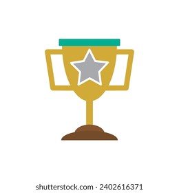 Trofiicón. Ilustración plana del icono de trofeo sobre el diseño vectorial