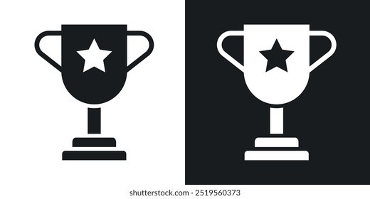 Trophyline vector icon set in solid and outline style.