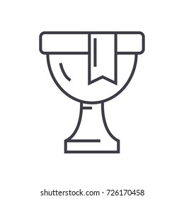 trophy,winner cup vector line icon, sign, illustration on background, editable strokes