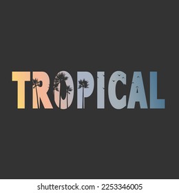 Tropial Summer graphic palms. T-shirt design and print. Vector illustration