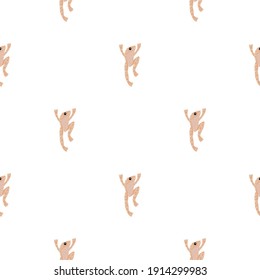 Patrón de animales tropicales sin soldadura con adorno de siluetas de rana rosa doodle. Impresión aislada. Fondo blanco. Ilustración bursátil. Diseño vectorial para textiles, tela, giftwrap, papel pintado.