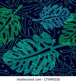 tropic background with palm leaves