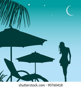 tropic beach at night