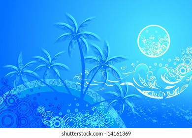  tropic beach night vector