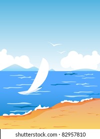 Tropic beach with small boat