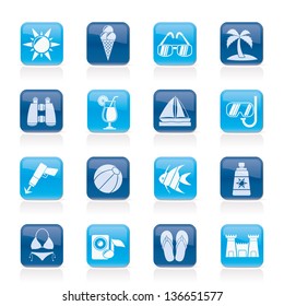 Tropic, Beaches and summer icons - vector icon set