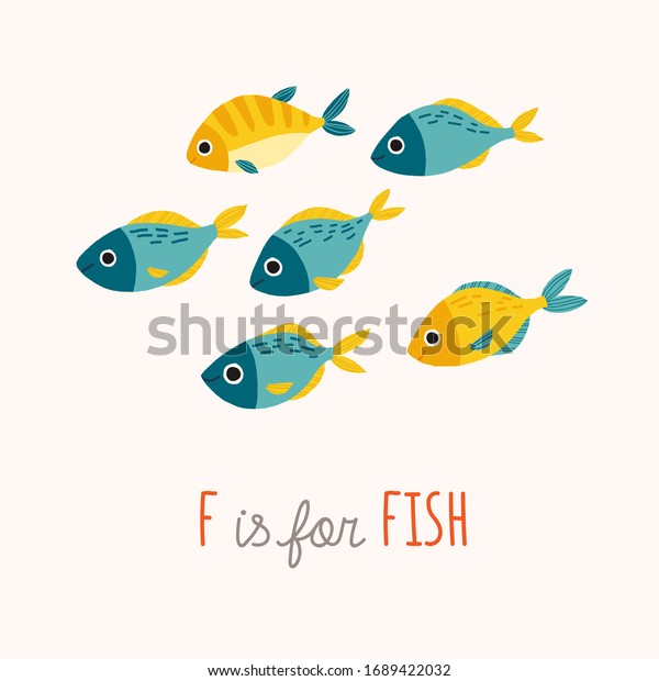 Tropic\
blue and yellow fish smiling. Cartoon vector clipart eps 10 hand\
drawn illustration isolated on white\
background.