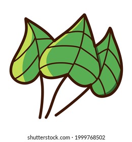 tropisches pflanzliches Blatt Vektorgrafik-Symbol-Design-Vorlage mit handgezeichnet doodle Füllfarbe Stil