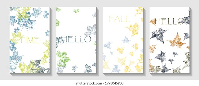 Tropic covers set. Tropic leaves patterns with place for your text. Hipster contemporary design.