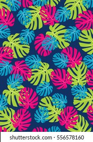 Tropic crazy color leave pattern art