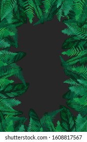 Tropic deep green frame. Classic design for wrapping, flyers, cards, branding and digital scrapbooking