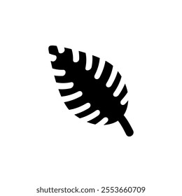 Tropic Fern Leaf, Palm Plant Solid Flat Vector Icon Isolated on White Background.