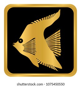 Tropic fish button on white background. Vector illustration.