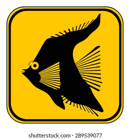 Tropic fish button on white background. Vector illustration.