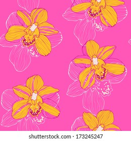 tropic floral background with orchids