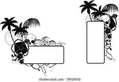 tropic flowers skull copyspace in vector format