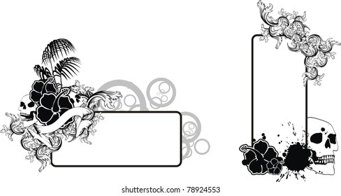 tropic flowers skull copyspace in vector format