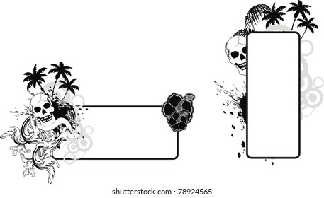 tropic flowers skull copyspace in vector format
