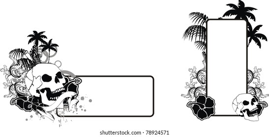 tropic flowers skull copyspace in vector format