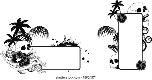 tropic flowers skull copyspace in vector format