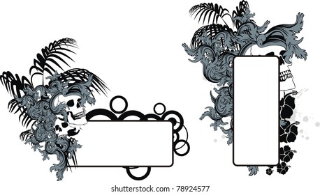 tropic flowers skull copyspace in vector format