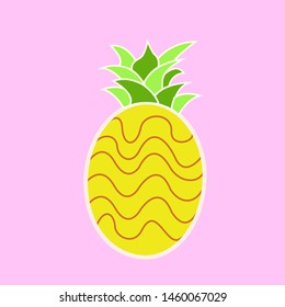 Tropic fruit Pineapple icon symbol design. Vector Illustration on blue background.  Food.