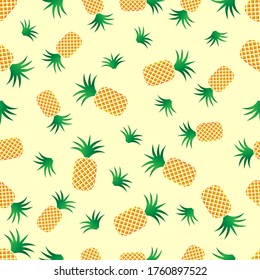 Diseño de fondo del patrón de fondo de piña de fruta tropical sin foco. Ilustración