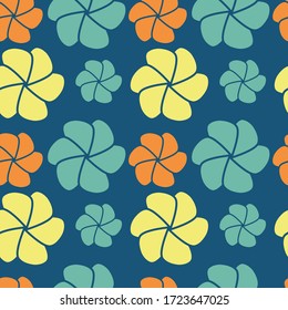 Tropic hibiscus flowers seamless pattern. Hand drawn illustration design fabric, package, covers, backgrounds, wrapping paper, children textiles