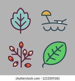 tropic icon set. vector set about beach, leaves and leaf icons set.