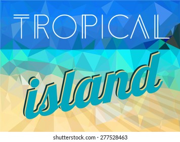 Tropic island low poly background 