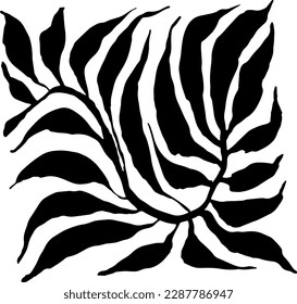 Tropic Leaf Black Square Silhouette