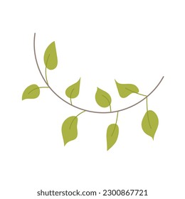 Tropic leaf, flower, colorful handrawn flat illustration