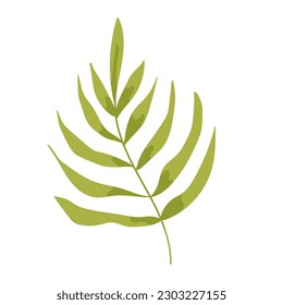 Tropic leaf, flower, colorful handrawn flat illustration