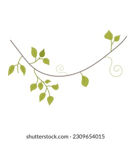 Tropic leaf, flower, colorful handrawn flat illustration