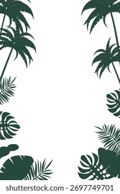 Marco del cartel de la hoja tropical, plantas exóticas de la selva