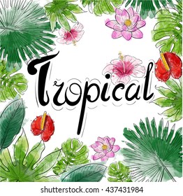 Tropic leaves background  Vector Illustration of an Abstract Background