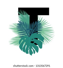 tropic leaves, letter t