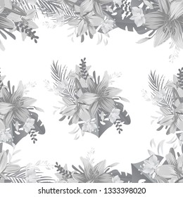 tropic liliya and monsterasyrface pattern design. Nature plant vector