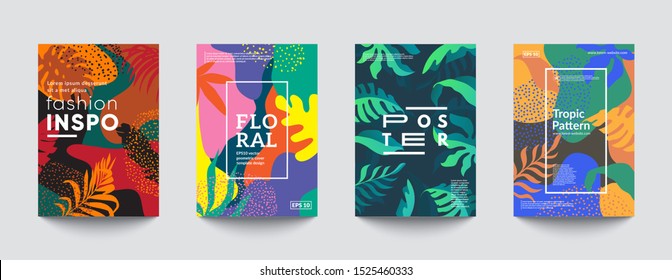 Tropic minimal cover templates. Invitation cards. Eps10 vector.  - Shutterstock ID 1525460333